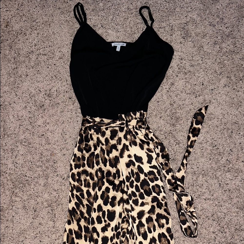 Charlotte Russe Black & Leopard Jumpsuit